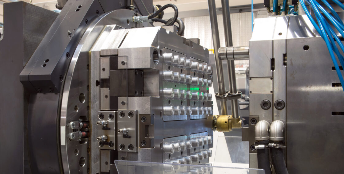 Injection molding machines in a large factory
